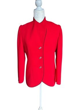 Romina Co Red Blazer Jacket Jeweled Buttons - Small